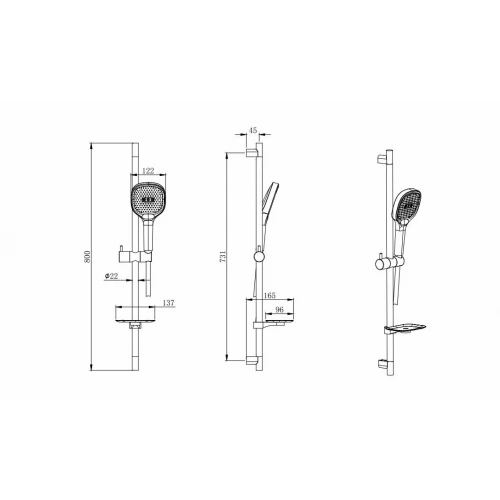 Душевой гарнитур Aquatek 3jet хром AQ2021CR 73см