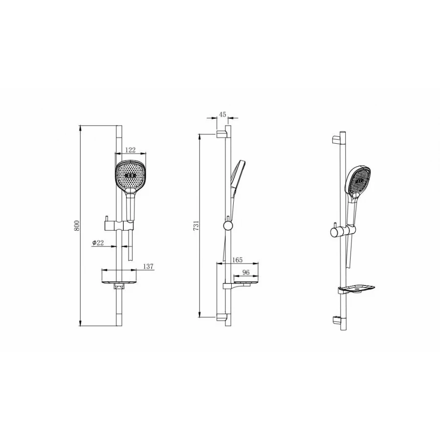Душевой гарнитур Aquatek 3jet хром AQ2021CR 73см