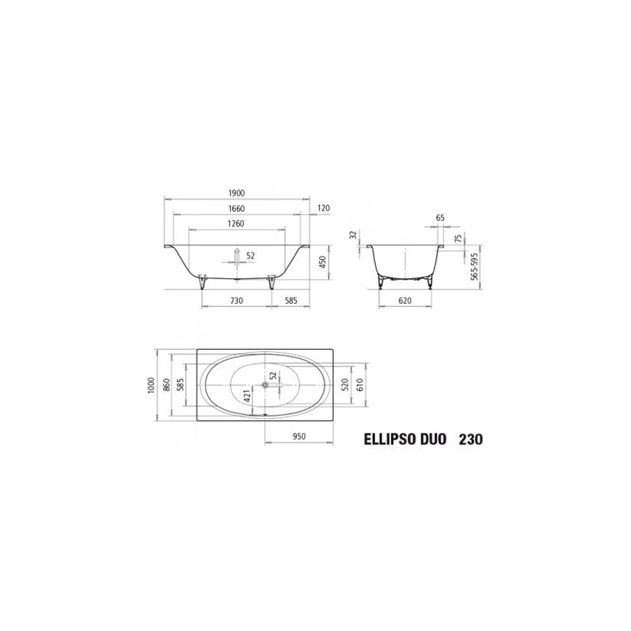 Ванна стальная Kaldewei Elipso Duo standard 286000010001 190x100 см