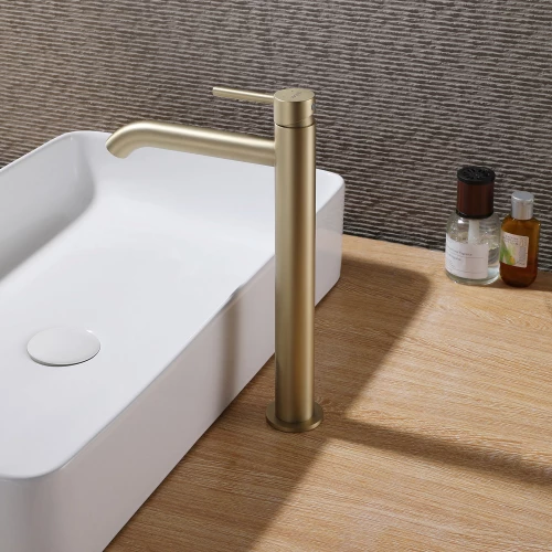 Смеситель Abber Wasser Kreis для накладной раковины золото матовое AF8111G