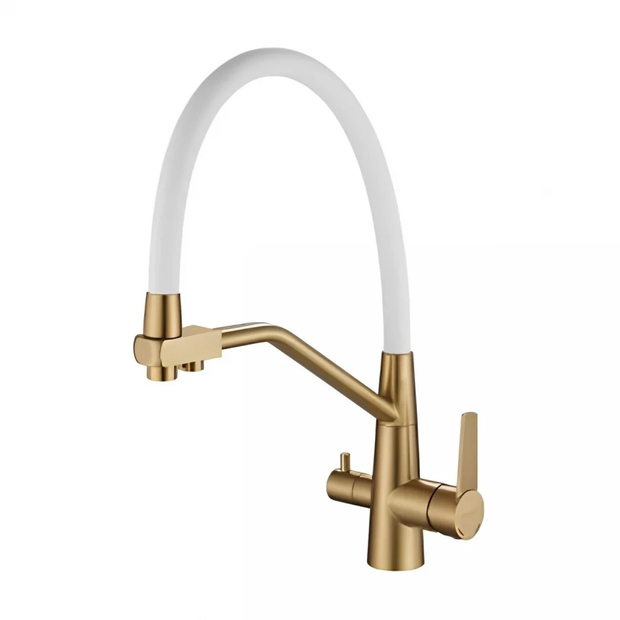 Смеситель Haiba для кухни с подключением фильтра воды матовое золото HB76822-5