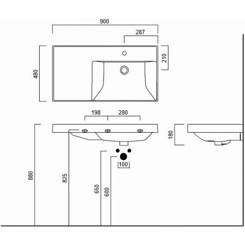 Раковина Kerama Marazzi Cubo правая подвесная мебельная 90 белая глянцевая CU.wb.90rh