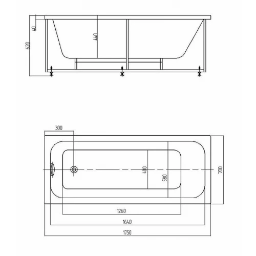 Ванна акриловая Aquatek Мия без гидромассажа MIY175-0000001 175х70 см