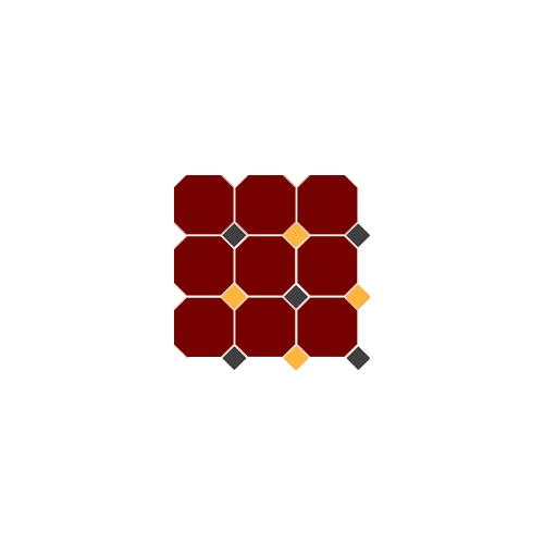 Керамогранит TopCer Оцтагон Нев Брицк Ред Блацк Очре Ыеллов Дотс / Octagon New 4420 Brick Red 20 Black 14 Ochre Yellow 21 Dots матовый красный OCT20 DOT14/21-A 30x30 см