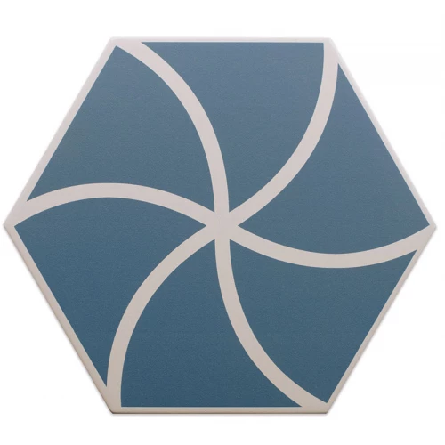Керамогранит DNA Tiles Фэнси Wавес Оcеан / Fancy Waves Ocean матовый синий 127014 23х20 см