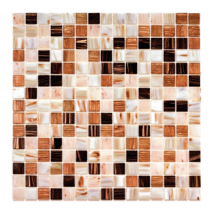 Мозаика Bonaparte Стеклянная мозаика Step-1 20х20 с авантюрином полуглянцевая коричневая 32,7х32,7 см