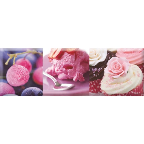 Плитка настенная Absolut Keramika Monocolor Decor Candy Fruits 06 глянцевая розовая AK0917 30х10 см