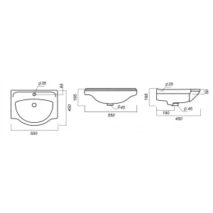 Раковина подвесная Sanita Реал REA56SAWB01 55х45 см