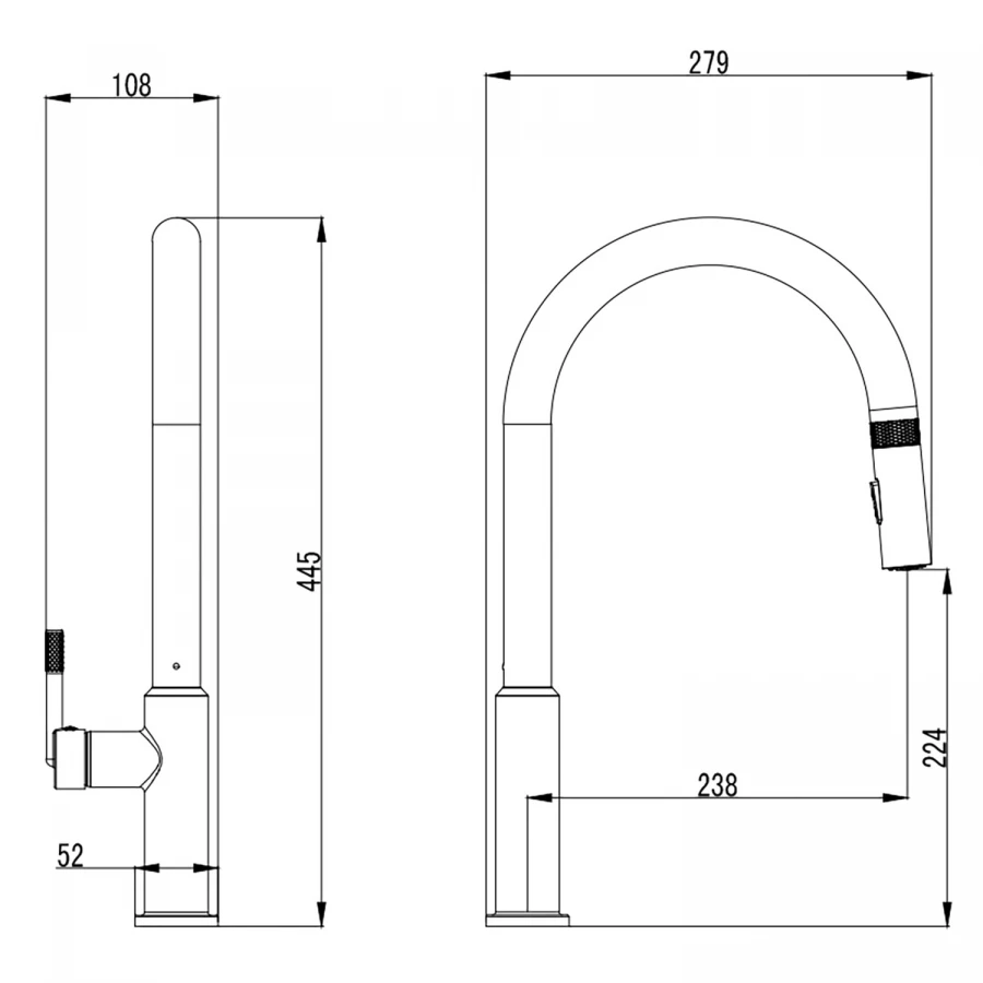 Смеситель для кухонной мойки Azario Diamond выдвижной излив керамический картридж алмазная текстура хром AZ-VJB569193C