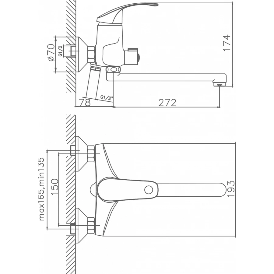 Смеситель Cron для ванны хром CN2221