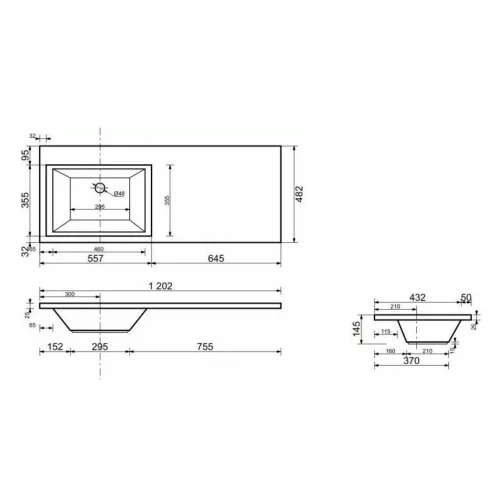 Раковина Opadiris Даллас 1200 правая ФР-00001528