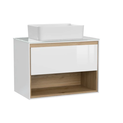 Тумба под раковину подвесная Cersanit Louna 80 со столешницей белый SP-SZ-LOU80-BL/Wh