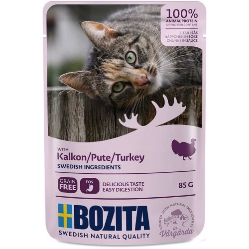 Пауч для взрослых кошек Bozita Pouch Turkey in sauce кусочки в соусе с индейкой 3610 85 г