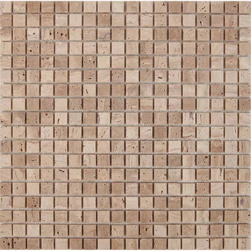 Мозаика Pixel mosaic Травертин Travertine чип 15х15 мм сетка Матовая Pix259 30,5х30,5 см