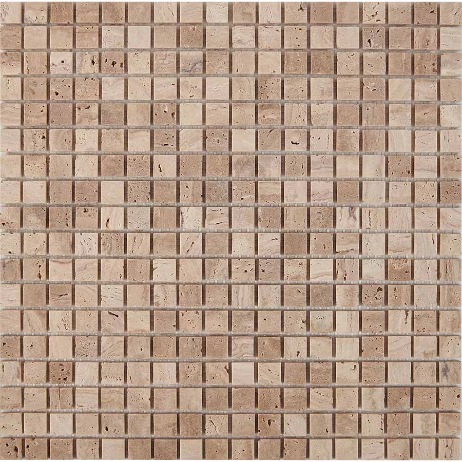 Мозаика Pixel mosaic Травертин Travertine чип 15х15 мм сетка Матовая Pix259 30,5х30,5 см