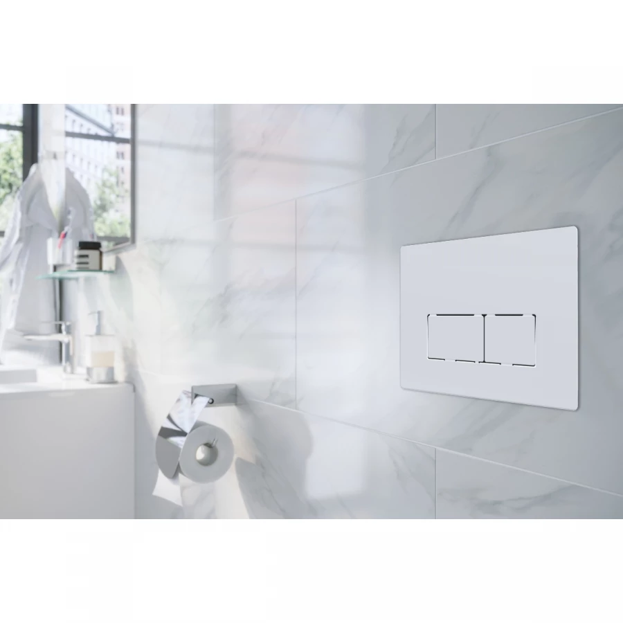 Кнопка смыва Azario двойная квадратная цвет белый AZ-8200-0090 AZ-P58-0130