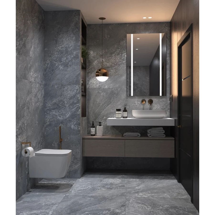 Керамогранит Meili Ceramic Storm Dark Grey Matt матовый серый 160х80 см