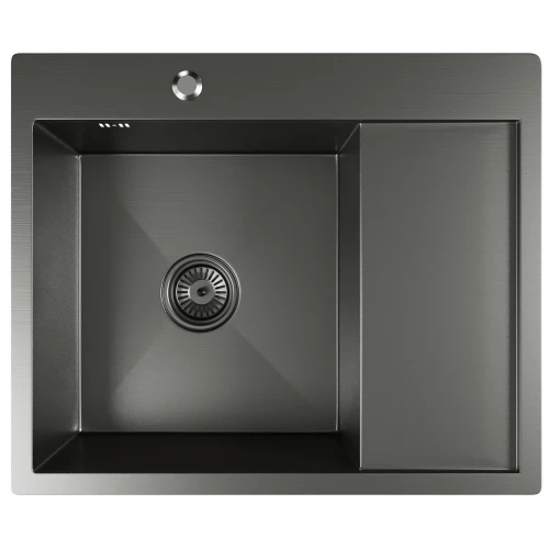 Мойка MixLine Pro настольный монтаж 20см с сифоном черный графит 60х50 см 552926