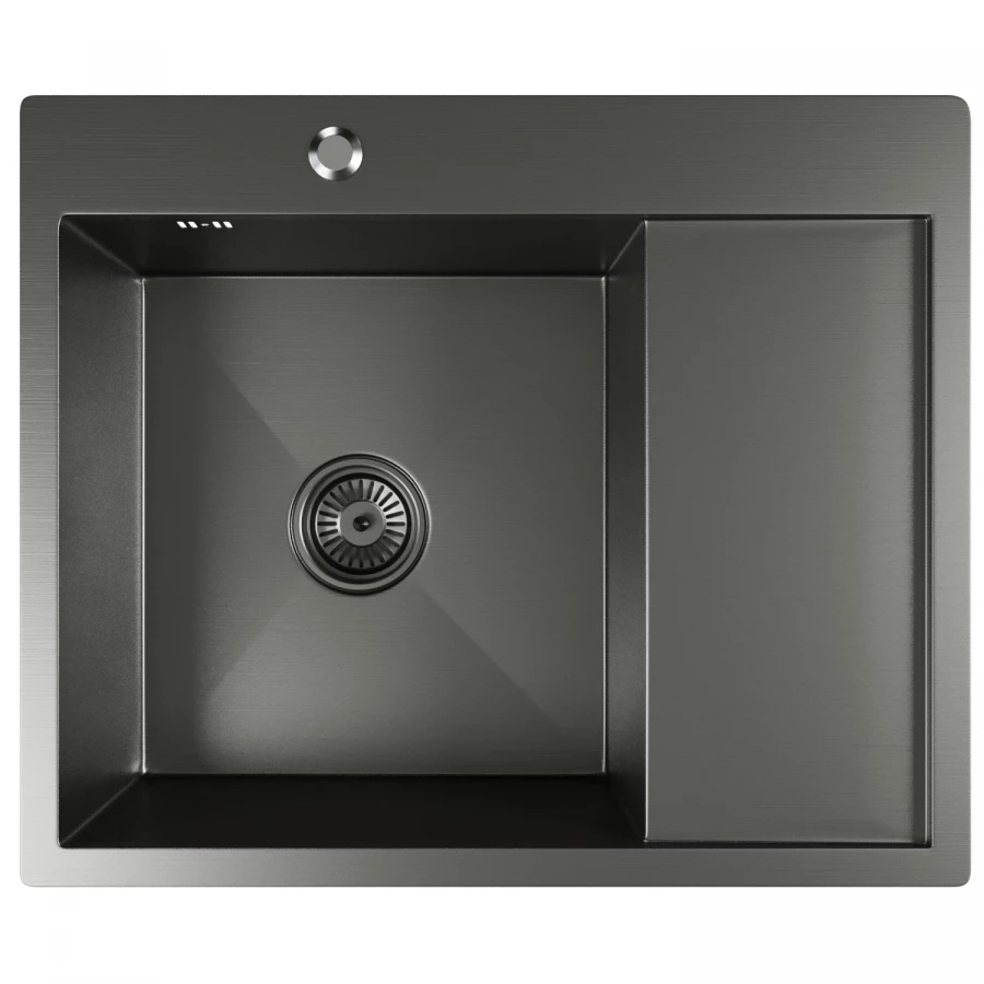 Мойка MixLine Pro настольный монтаж 20см с сифоном черный графит 60х50 см 552926