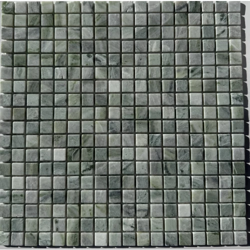 Мозаика Pixel mosaic Мрамор Jet Green чип 15х15 мм сетка Матовая Pix 311 30,5х30,5 см