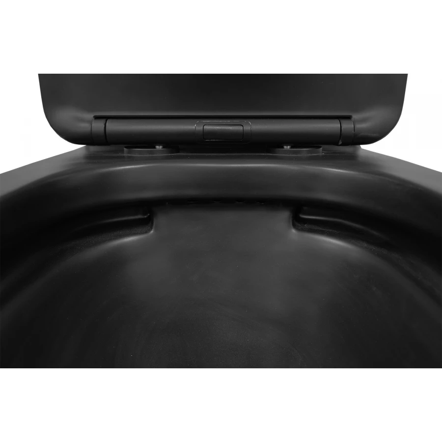 Унитаз-компакт Azario Black King безободковый с быстросъемным сиденьем микролифт черный матовый AZ-8303D 37х64х81 см