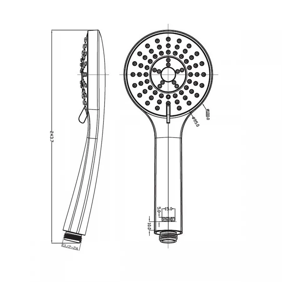 Ручной душ Esko 5-режимный 95 мм SPL955