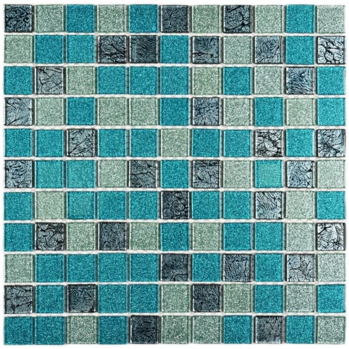 Мозаика Bonaparte Стеклянная мозаика Breeze 25х25 фольгированная глянцевая бирюзовая 30х30 см