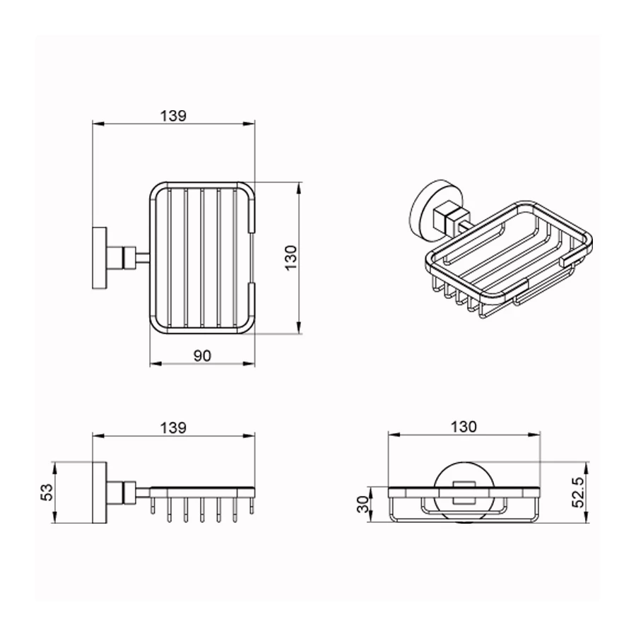 Мыльница решетка Azario Nessy хром AZ-73109A