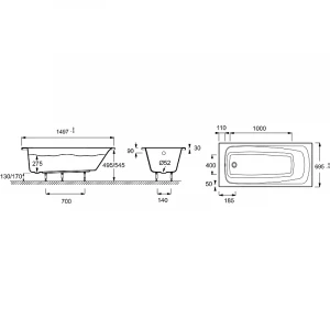 Акриловая ванна Jacob Delafon Patio E6810RU-01 150x70 см