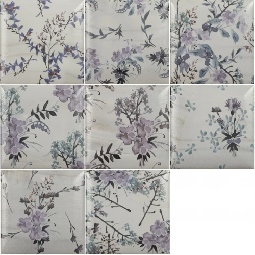 Плитка керамическая Cas Ceramica Елысиан Децор Греы / Elysian Decor Grey глянцевая серая 15х15 см