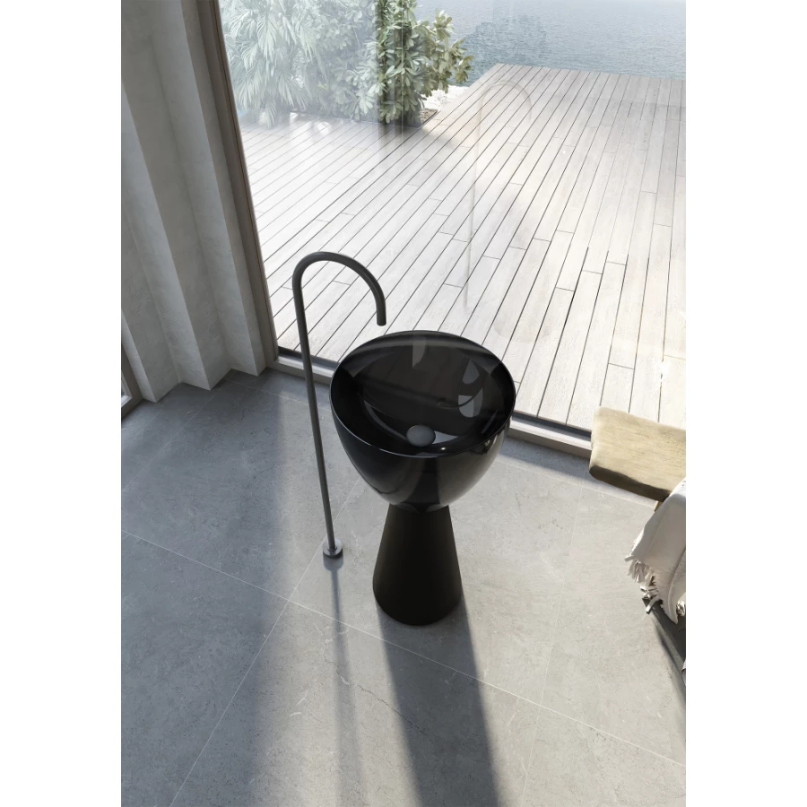 Раковина отдельностоящая прозрачная Abber черный черный матовый AT2703Onyx-Black 45х45 см