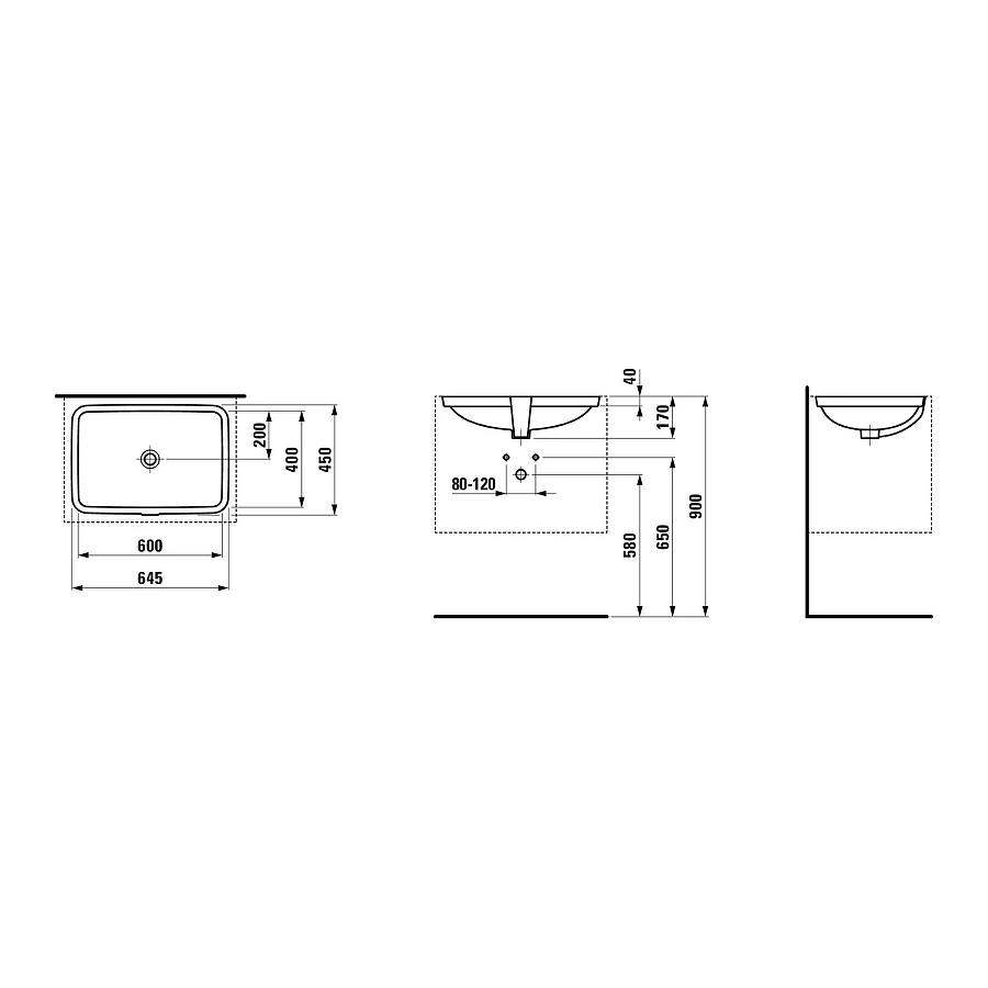 Раковина встраиваемая Laufen Pro 8.1196.9.000.109.1 64x45 см