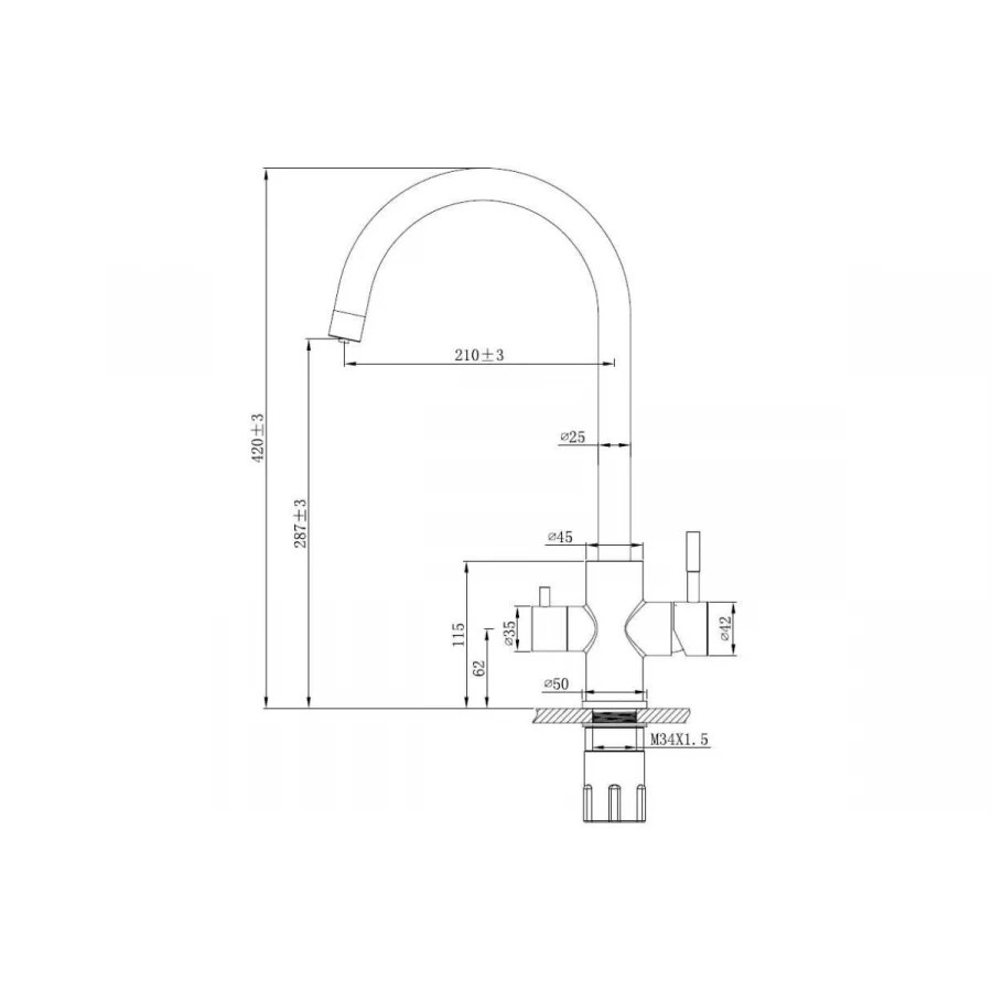 Смеситель кухонный Esko с подключением к фильтру GR 04 B
