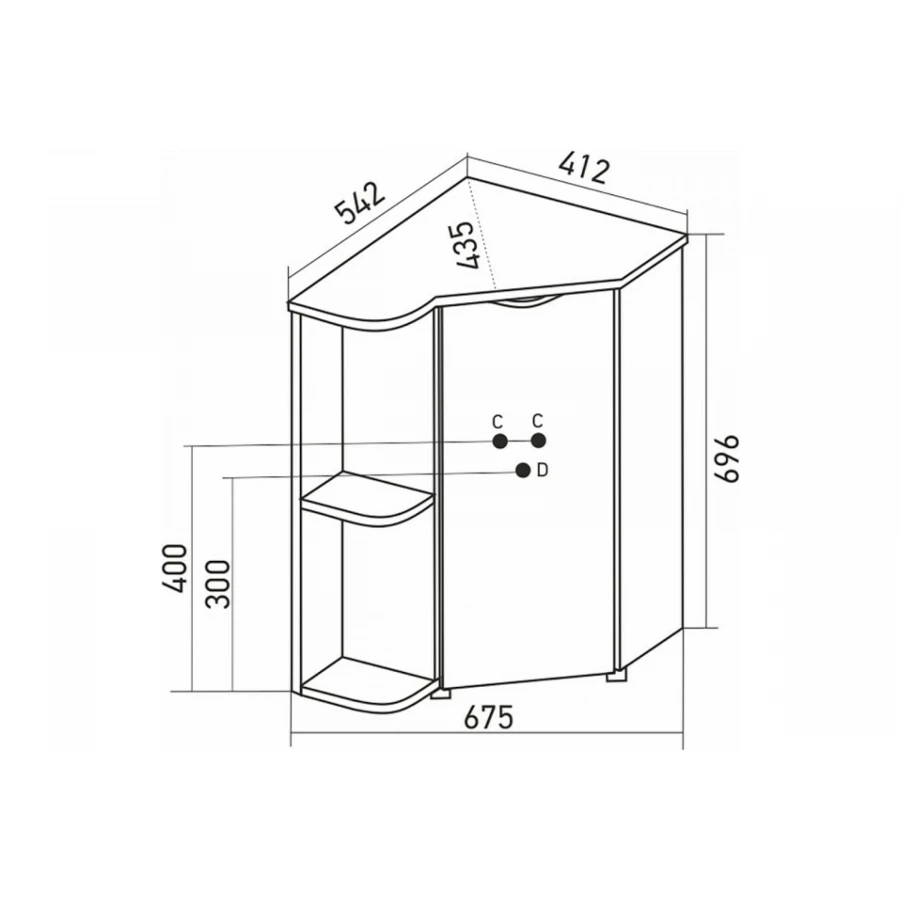 Тумба для ванной MixLine Корнер левая дуб 548963
