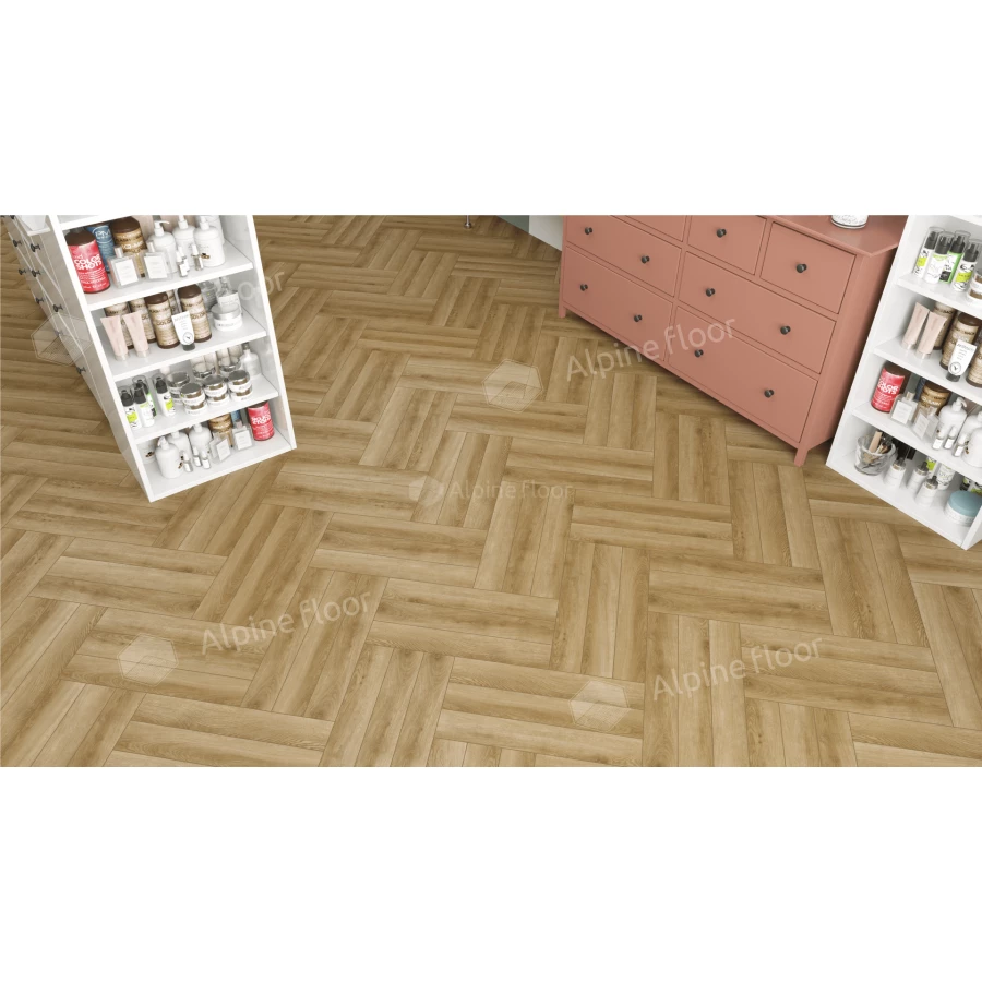 Ламинат Alpine Floor Herringbone Дуб Эльзас LF102-2 33 класс 8 мм 2.2034 кв.м 60.6х10.1 см