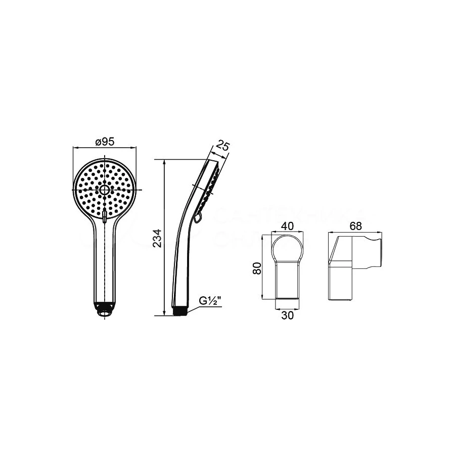 Душевой гарнитур с держателем Milardo 2703F95M16