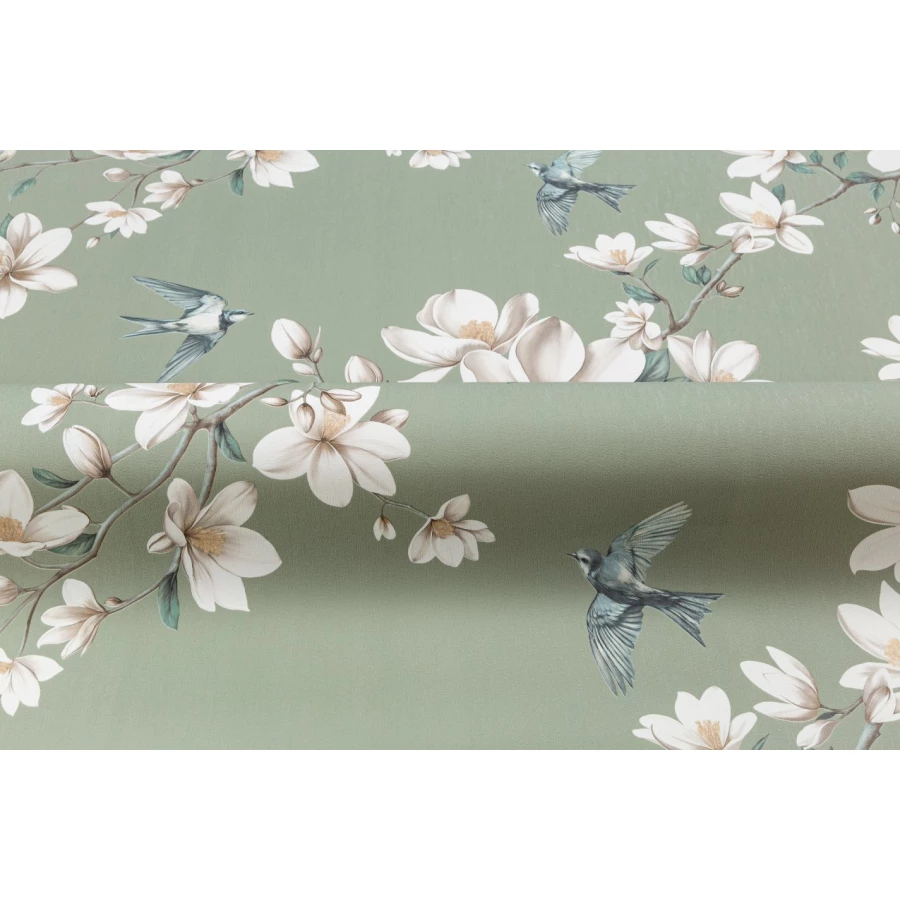 Обои флизелиновые Palitra Life Magnolia зеленые PL72535-71 1,06х10,05 м