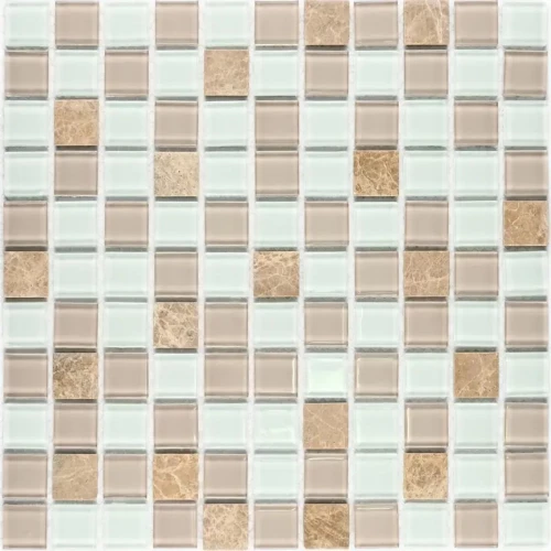 Мозаика Bonaparte Стеклянная мозаика Prestige 25х25 глянцевая бежевая 30х30 см