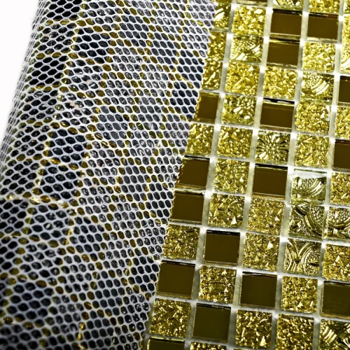 Мозаика Bonaparte Стеклянная мозаика Mirror Gold 15х15 зеркальная глянцевая золотая 30х30 см