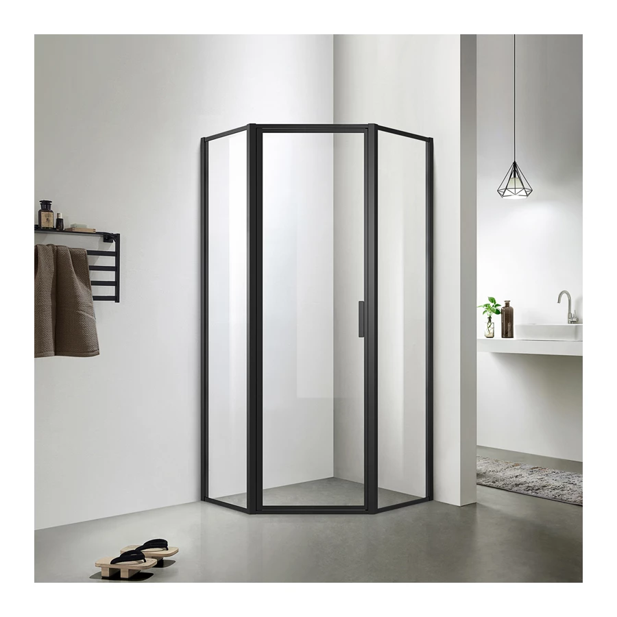 Душевое ограждение Azario Richmond без поддона прозрачное стекло 6 мм цвет профиля черный AZ-NAG3231 1000 black 100х100х200 см
