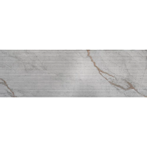 Плитка настенная Eurotile Ceramica Имола / Imola рельефная мелкая полоска матовая серая 866 100x32,5 см
