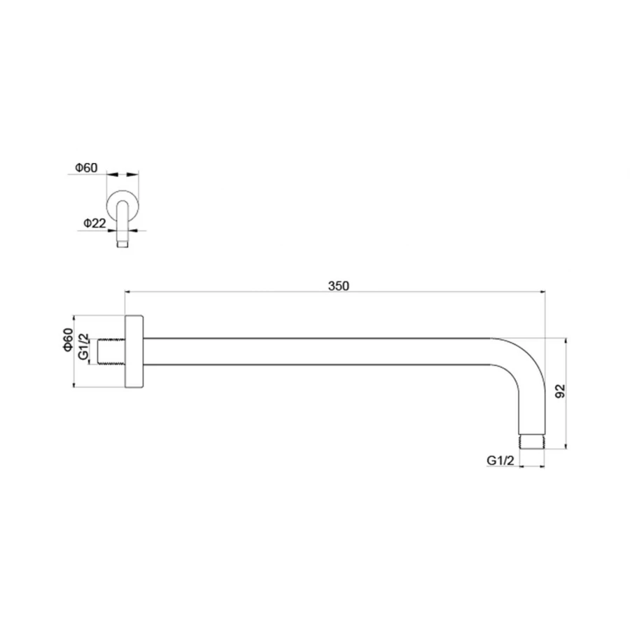 Держатель верхнего душа настенный матовый черный AQ2174MB 350 мм
