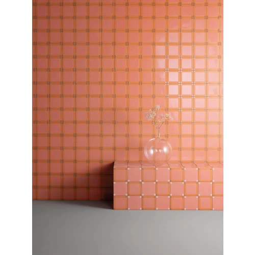 Керамогранит Mutina Хомаге Дот Пеач / Homage Dot Peach матовый розовый 15х15 см