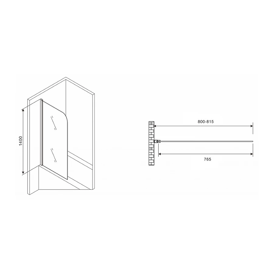 Шторка на ванну Abber Ewiges Wasser AG52080 80х140 см
