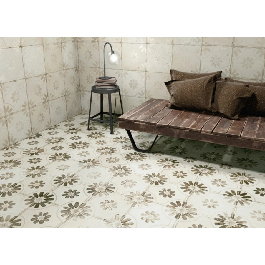 Керамическая плитка Peronda ФС Блуме Вхите / FS Blume White матовая бежевая 27229 45x45 см