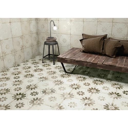 Керамическая плитка Peronda ФС Блуме Вхите / FS Blume White матовая бежевая 27229 45x45 см