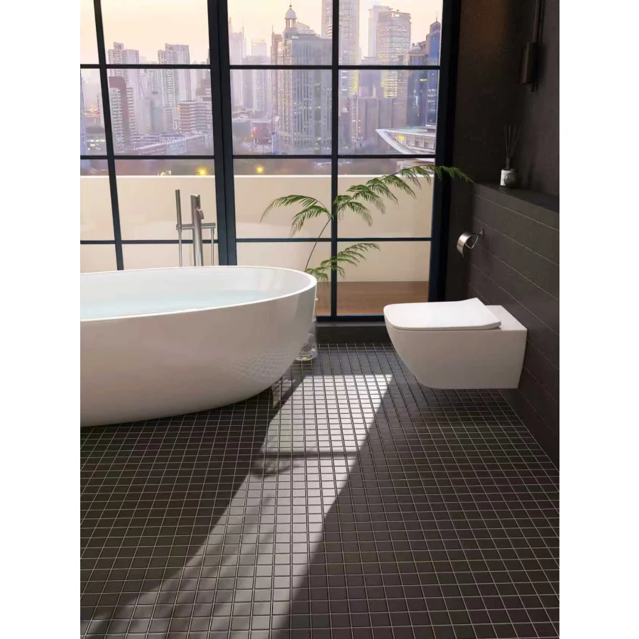 Мозаика Bonaparte Керамогранитная мозаика Arene black 48х48 матовая черная 30,6х30,6 см