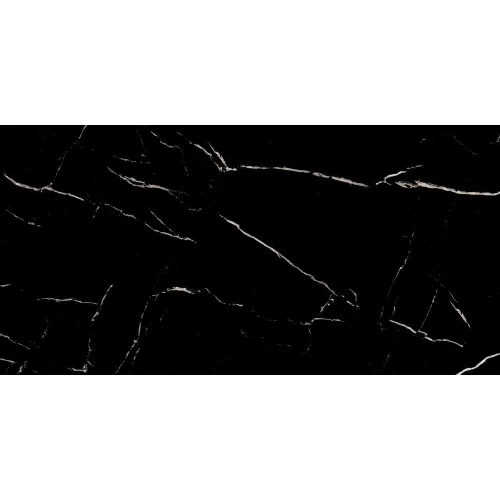 Керамогранит Duna Nero Marquina Black Panter матовый черный 120х60 см