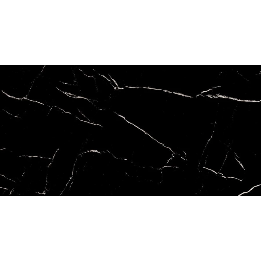 Керамогранит Duna Nero Marquina Black Panter матовый черный 120х60 см