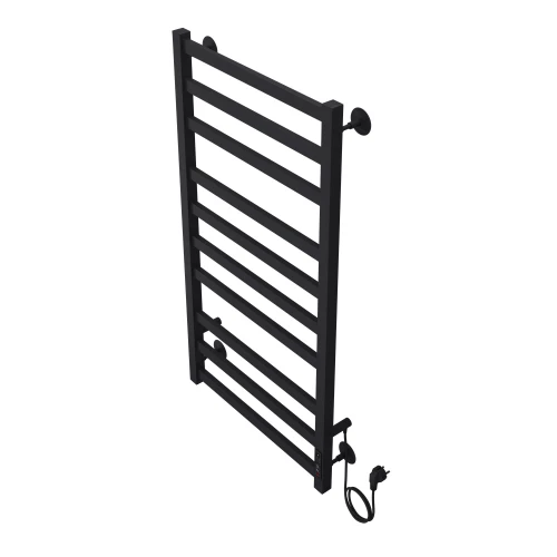 Полотенцесушитель электрический Azario Palermo квадрат 10 секций тен справа черный AZ83850B 50x100 см